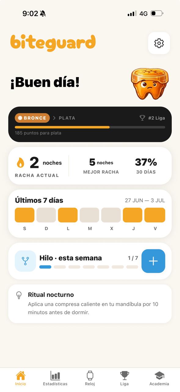 Check-in nocturno de placa de descanso en Biteguard